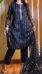 Minimilistic Collection - Unstitched 3Pcs ( Navy Blue )