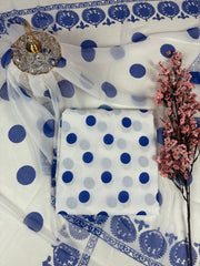 Premium Swiss Lawn 2025 - Blue Polka Dots.