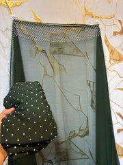 Twiligh Sparkle ( Unstiched 3PC Dress ) Bottle Green