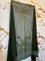 Twiligh Sparkle ( Unstiched 3PC Dress ) Bottle Green