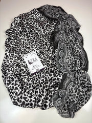 Premium Digital Printed Silk ( Leopard Noir B&W )