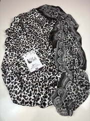Premium Digital Printed Silk ( Leopard Noir B&W )