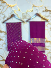 Twiligh Sparkle ( Unstiched 3PC Dress ) Magenta