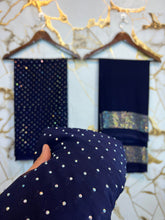 Twiligh Sparkle ( Unstiched 3PC Dress ) Navy Blue