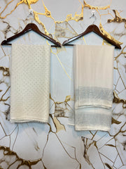 Twiligh Sparkle ( Unstiched 3PC Dress ) White