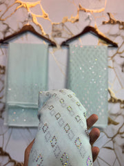 Turkish Crystal ( Unstiched 3PC Dress ) Ice Blue