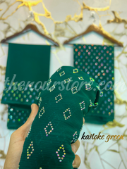 Turkish Crystal ( Unstiched 3PC Dress ) Sea green