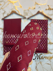 Turkish Crystal ( Unstiched 3PC Dress ) Maroon