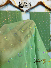 Turkish Crystal ( Unstiched 3PC Dress ) ( RING ) Mint Green