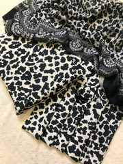 Premium Swiss Lawn 2025- Leopard Noir B&W.