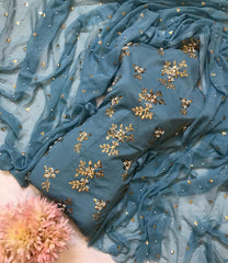 Crinkle Chiffon ( Sequins & Pearls Work )