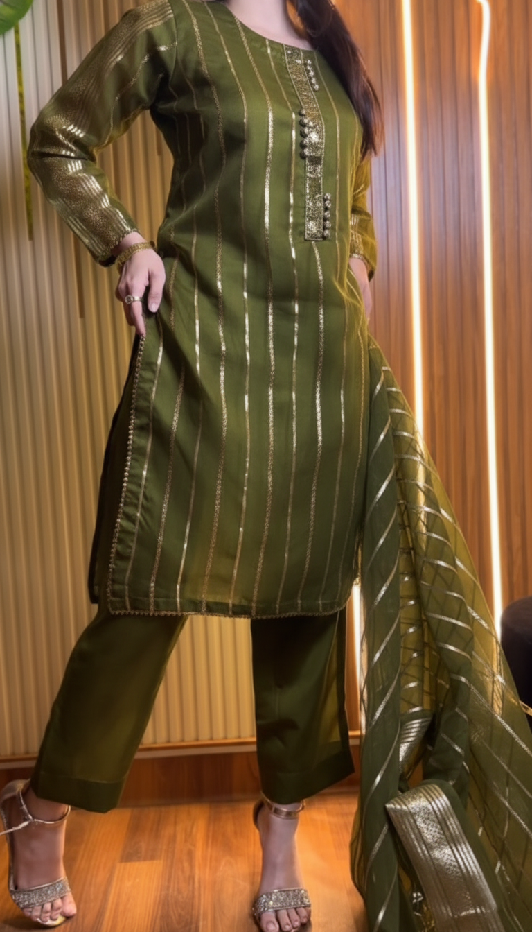 Minimilistic Collection - Unstitched 3Pcs ( Mehendi )