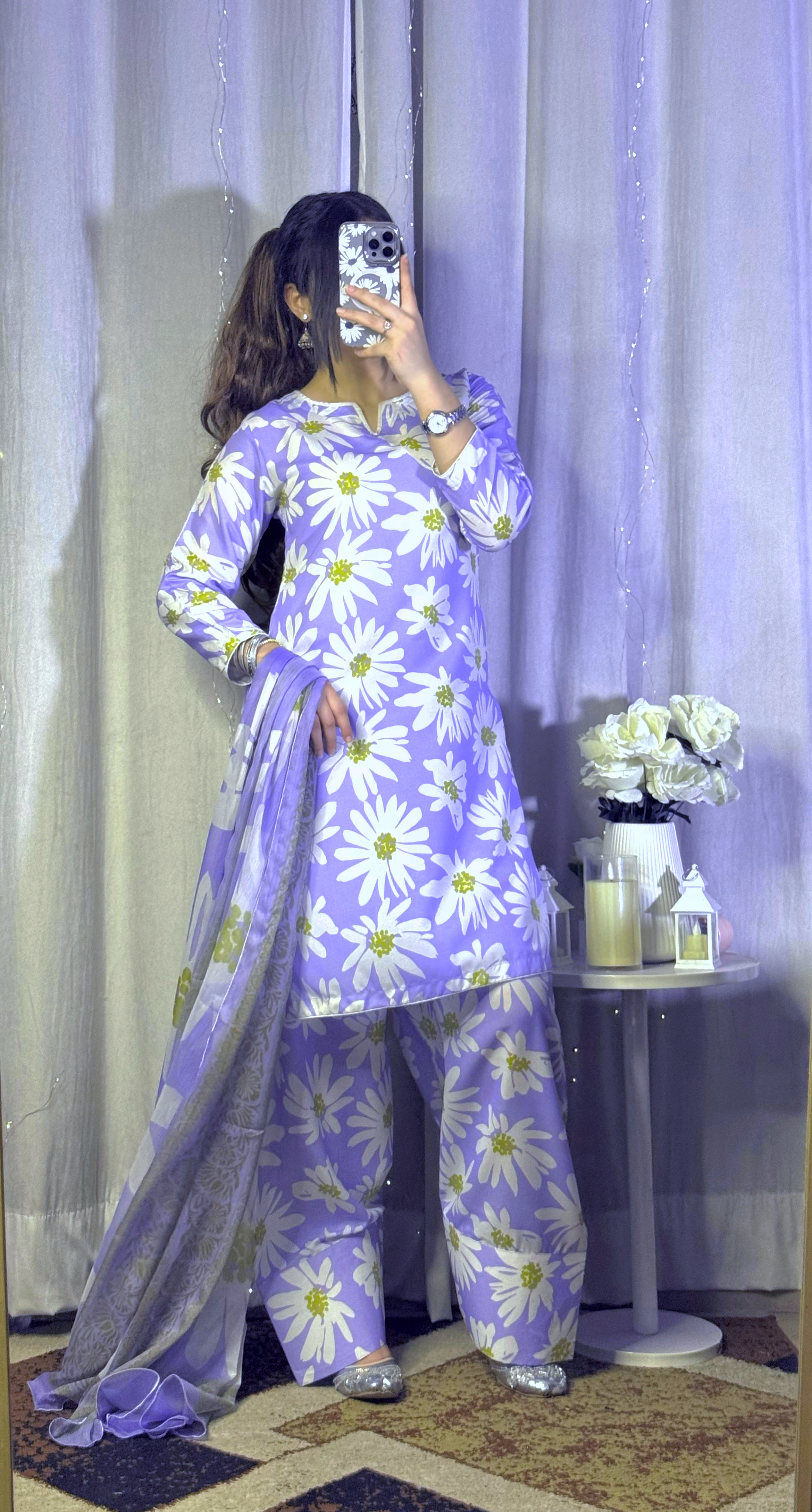 🌸 Lavender Bloom — Swiss Lawn Unstitched 3PC 💜