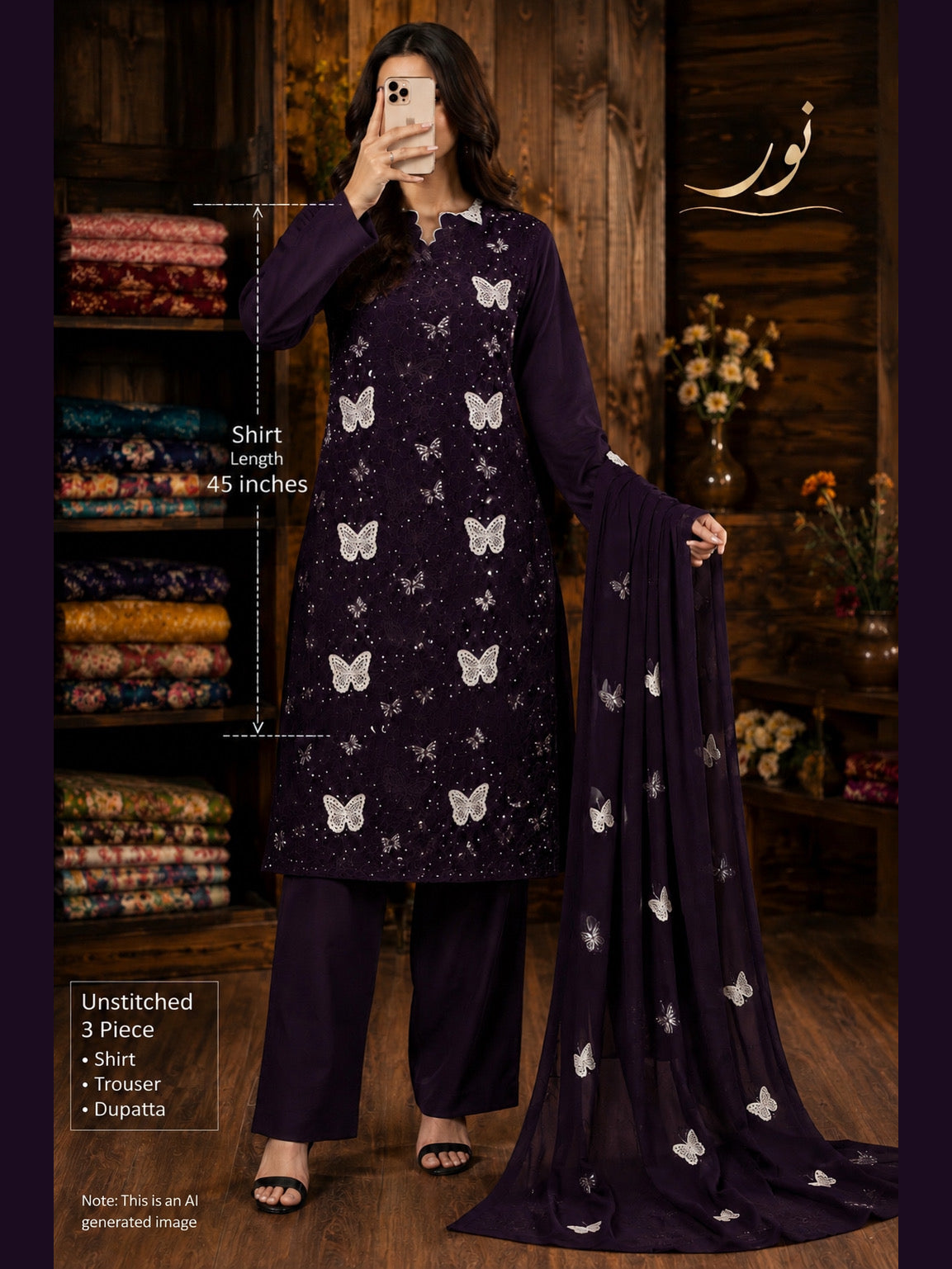 Butterfly 100% Cotton ( Purple )