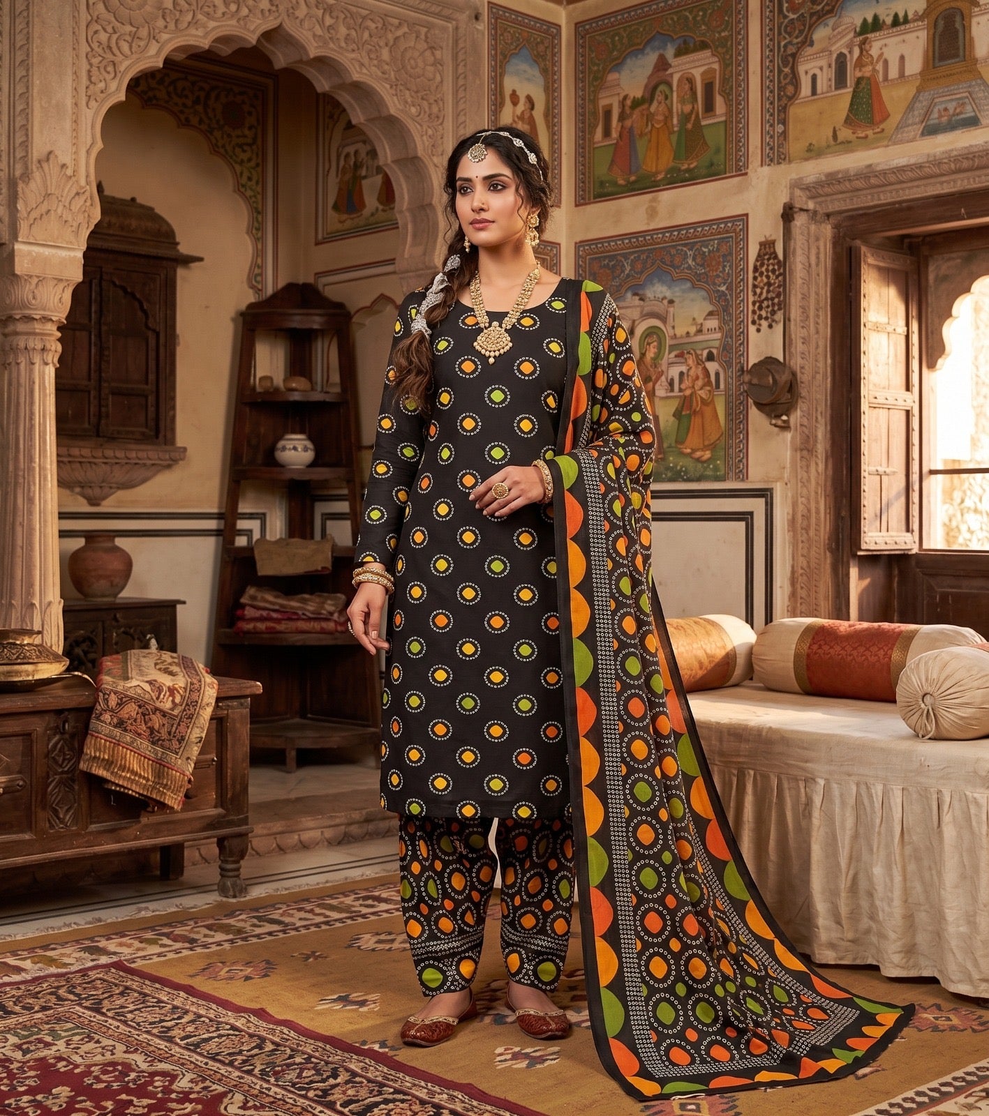 Chunri Black ~ Unstitched 3PC Co-Ord-Sets