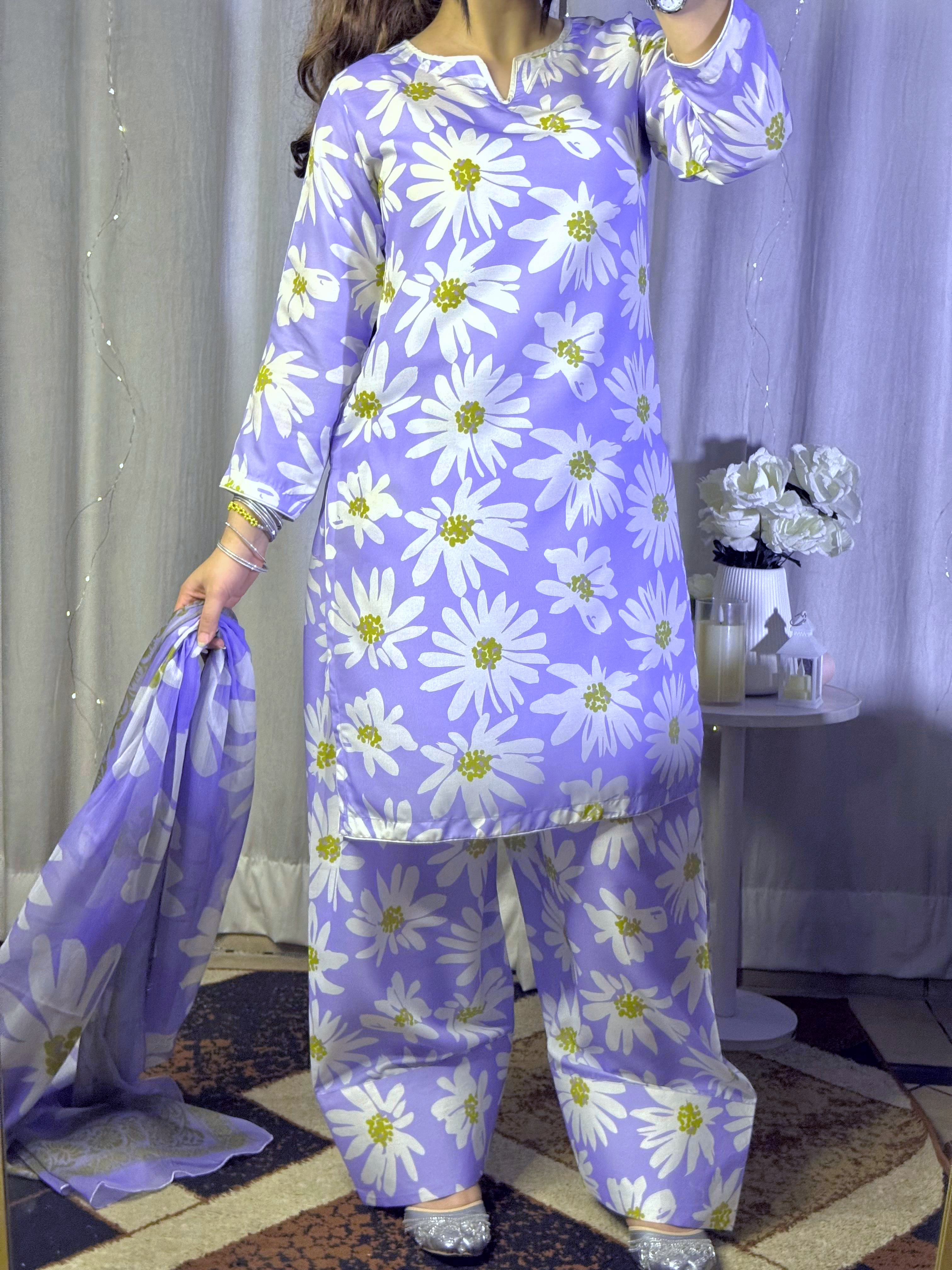 🌸 Lavender Bloom — Swiss Lawn Unstitched 3PC 💜