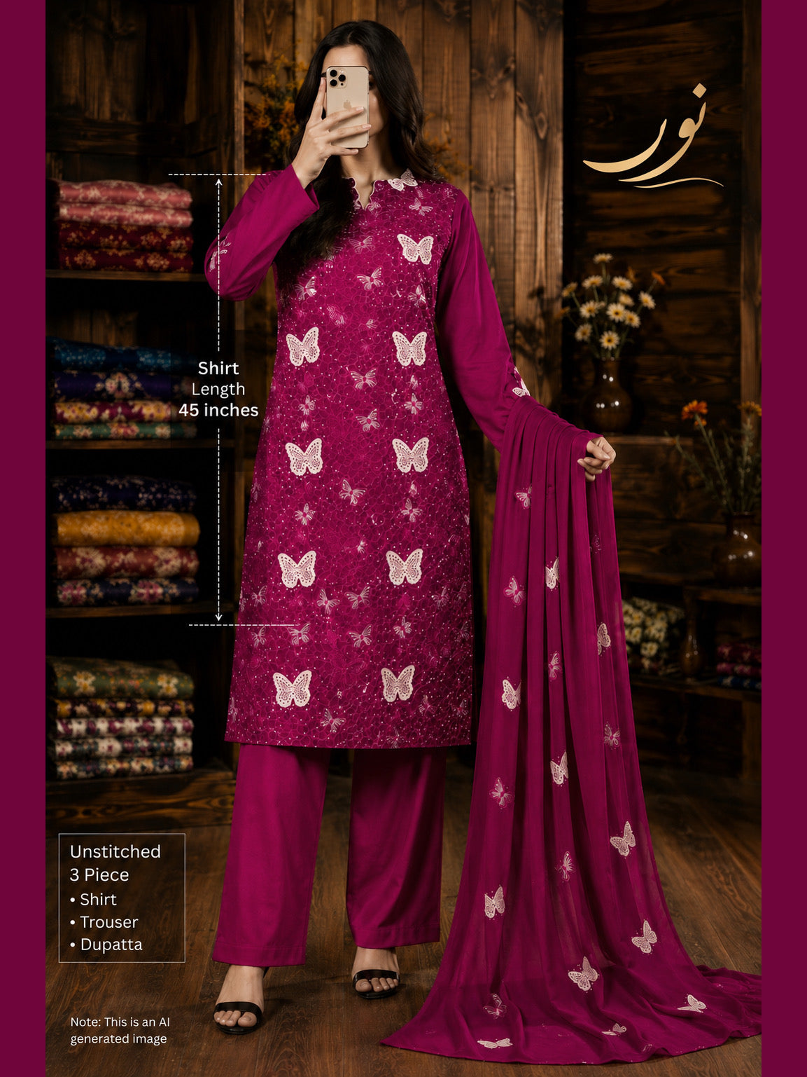Butterfly 100% Cotton ( Shoking Pink )