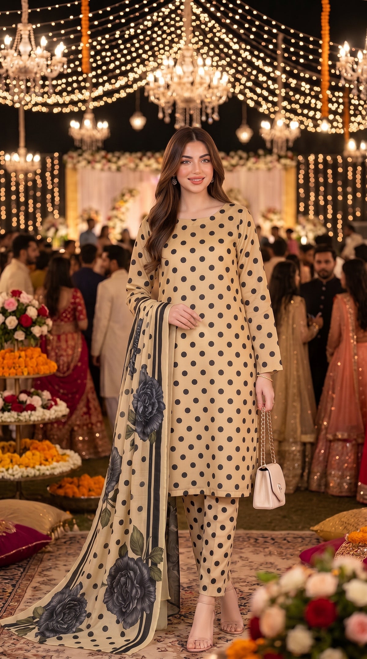 #Unstitched-Silk-Polka-Brown-Medium