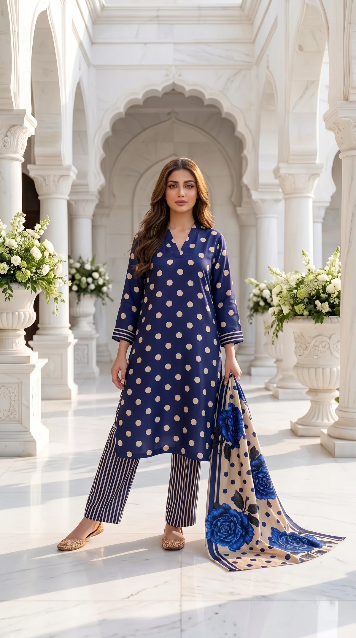 #Unstitched-Silk-Polka-Navy