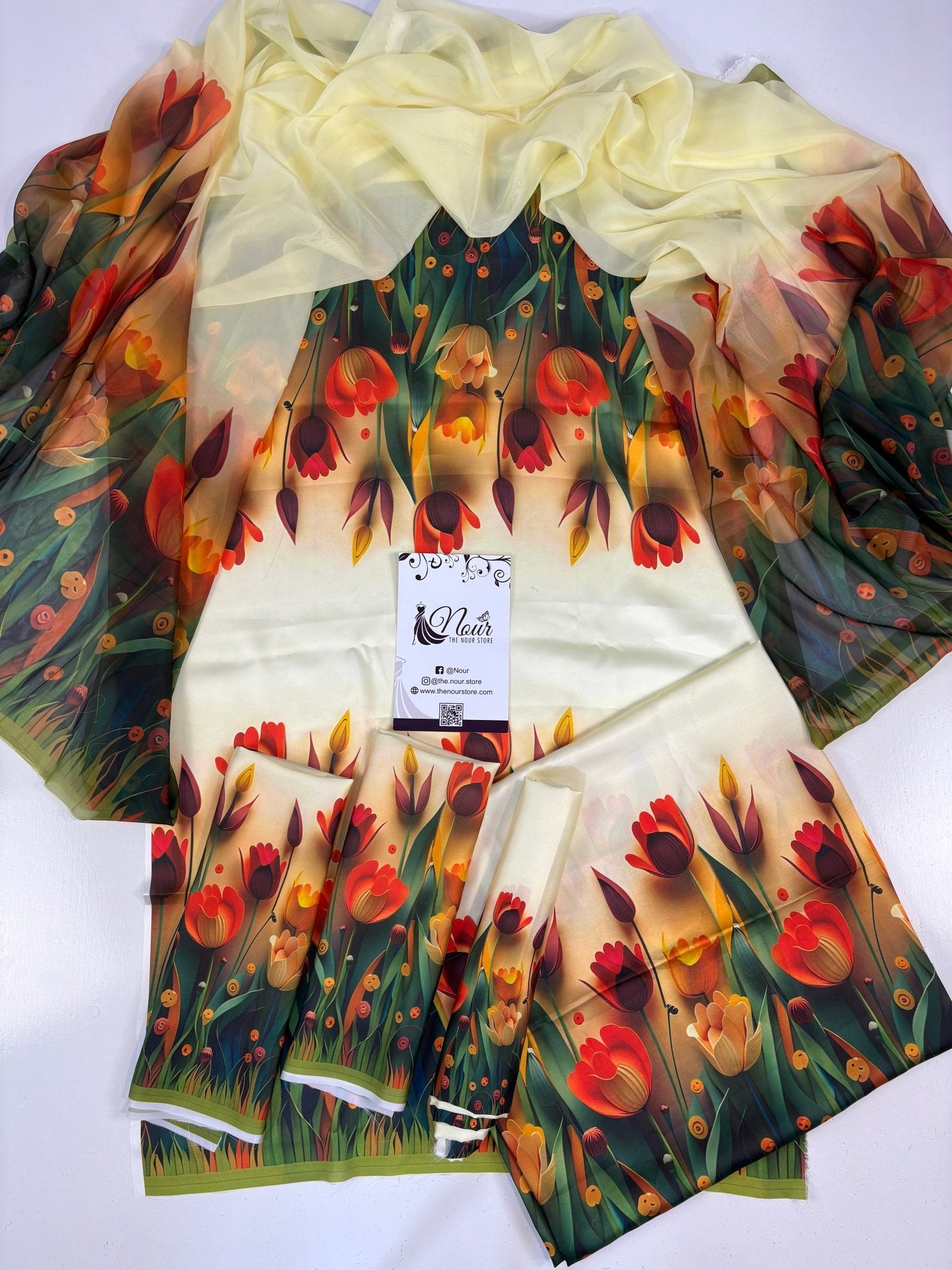 Premium Digital Printed Silk ( 3D Flower )