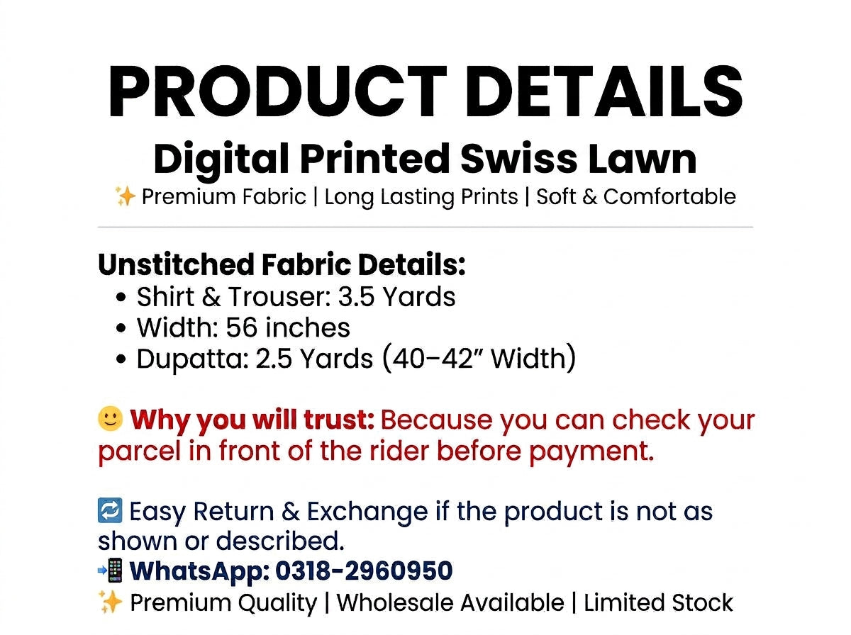 Digital Printed Swiss Lawn Product Details