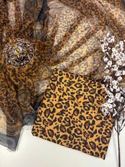 Premium Swiss Lawn 2025 - Leopard Noir.