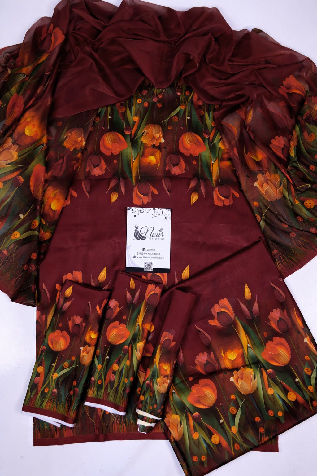 Premium Digital Printed Silk ( 3D Maroon )