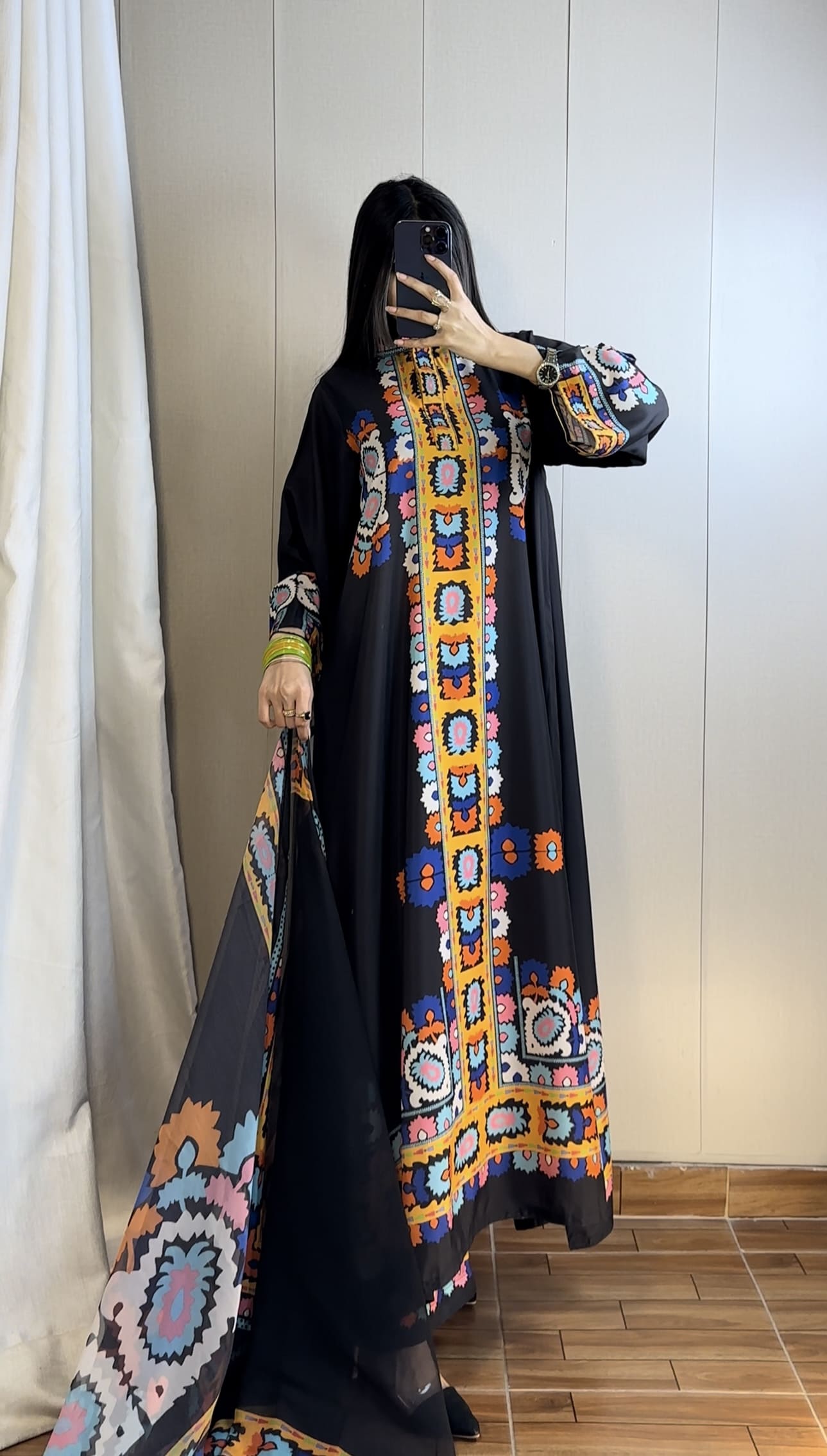 🖤 Viral Black Kaftan ~ Unstitched 3PC Co-Ord-Sets