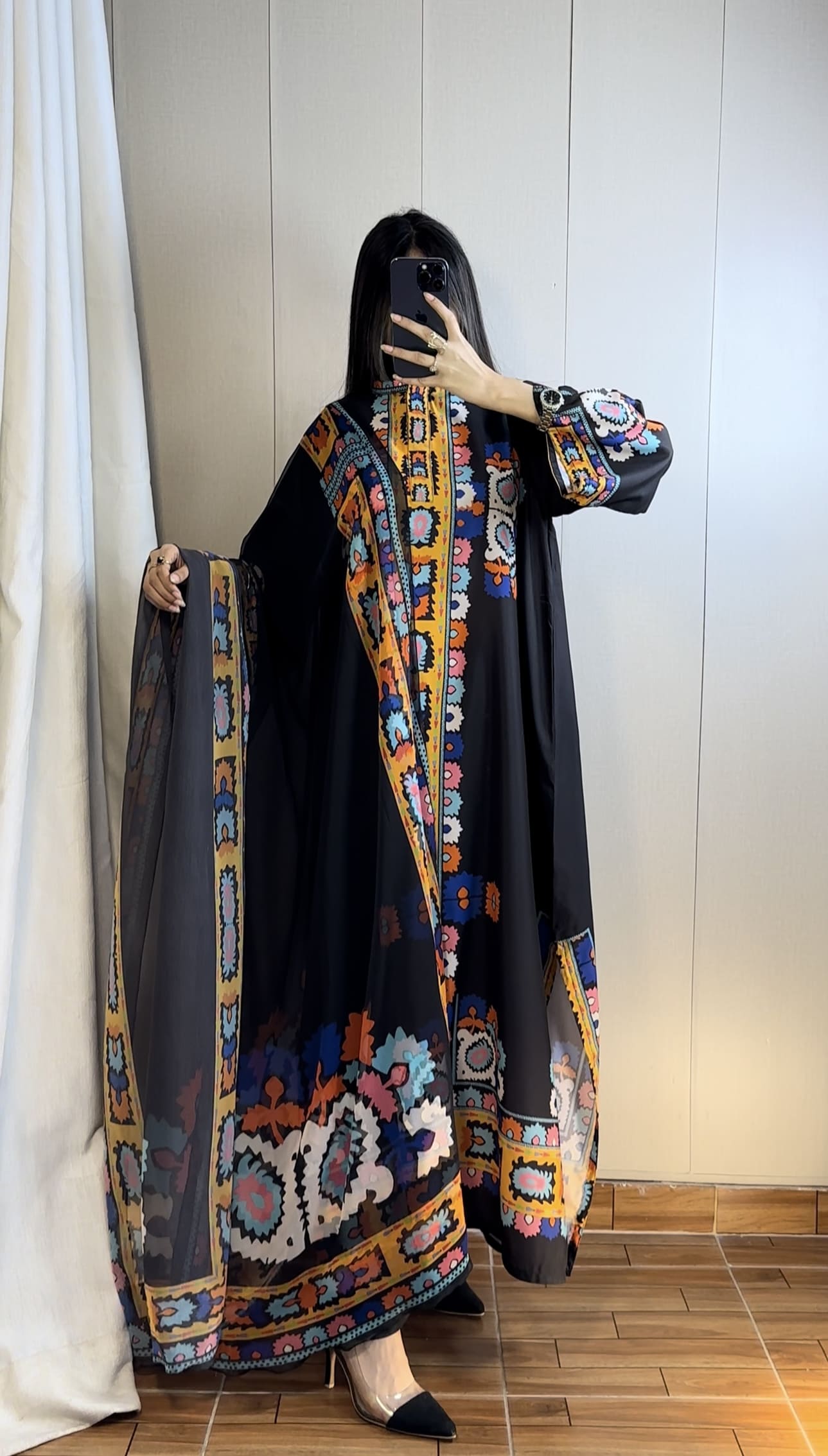 🖤 Viral Black Kaftan ~ Unstitched 3PC Co-Ord-Sets