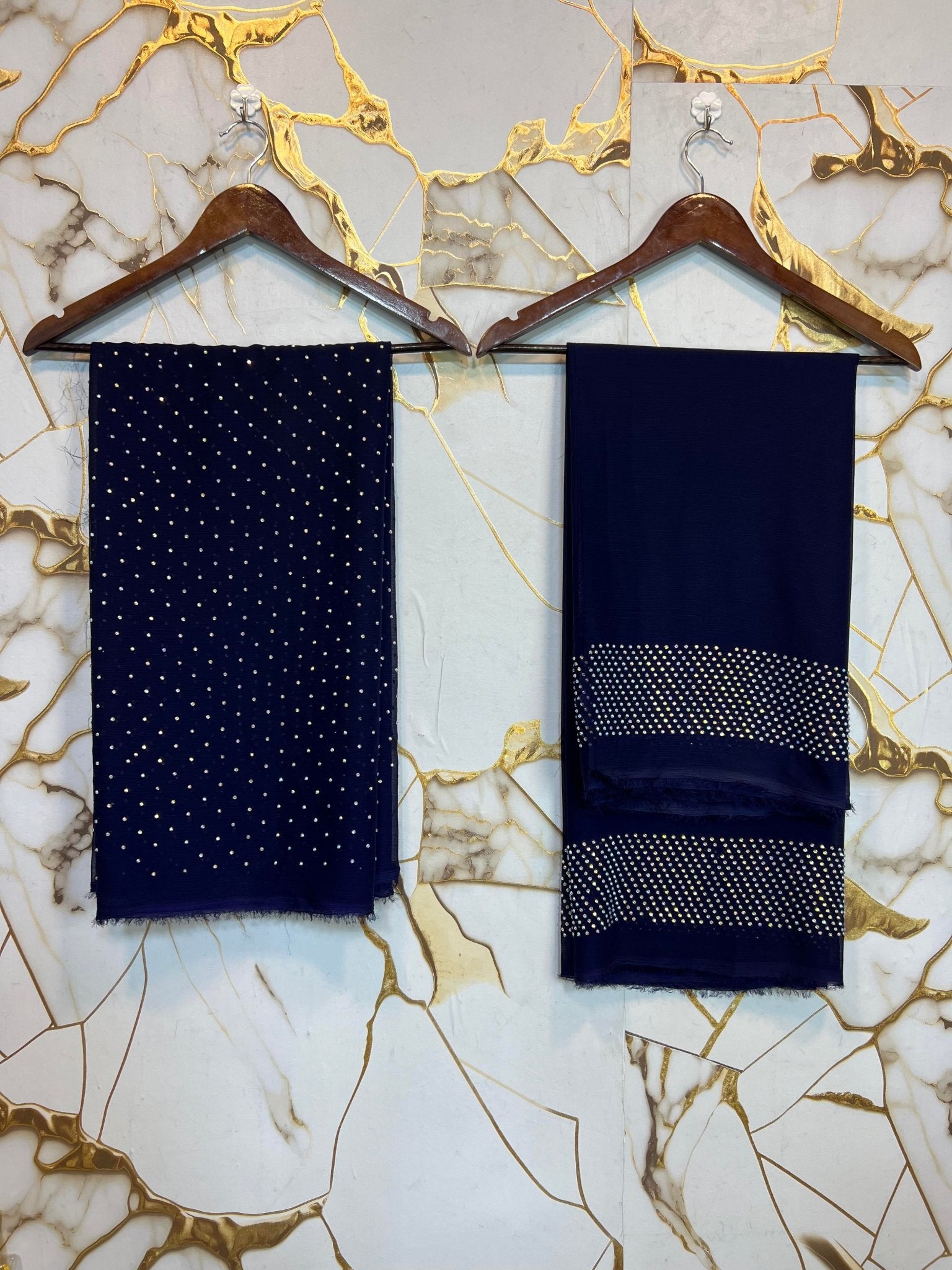 Twiligh Sparkle ( Unstiched 3PC Dress ) Navy Blue