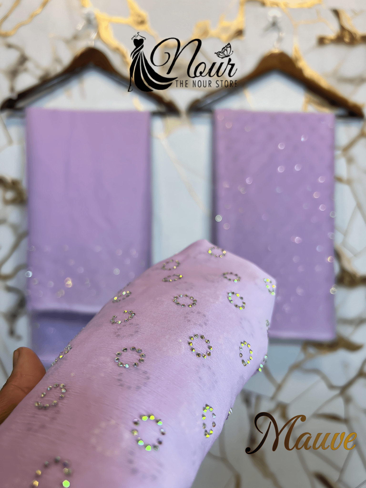 Turkish Crystal ( Unstiched 3PC Dress ) ( RING ) lilac