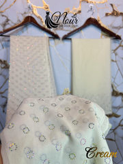 Turkish Crystal ( Unstiched 3PC Dress ) ( RING ) White