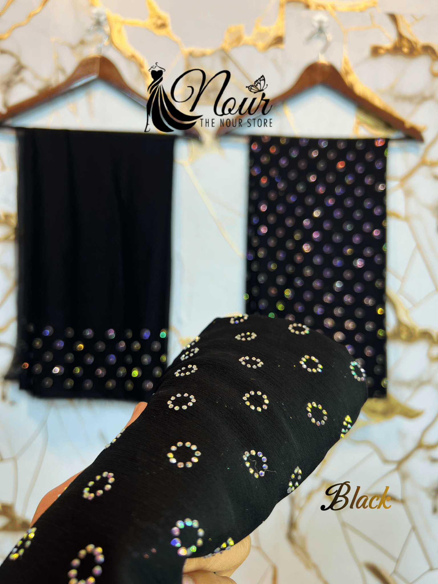 Turkish Crystal ( Unstiched 3PC Dress ) ( RING ) Black