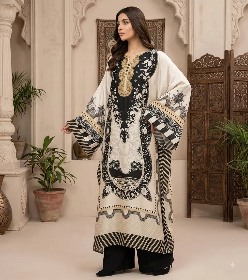 #Unstitched-Silk #Just Shirt/Kaftan-D2