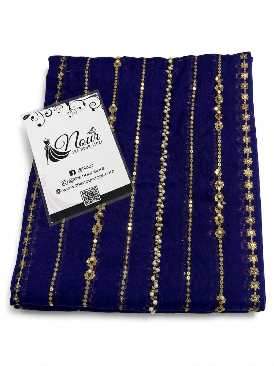 Chiffon Emb & Pearl Work 3PC ( Purple )