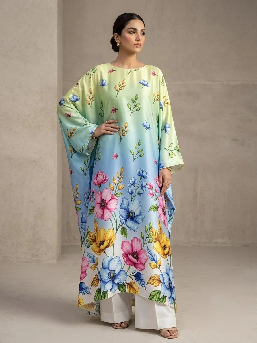 #Unstitched-Silk #Just Shirt/Kaftan-D1