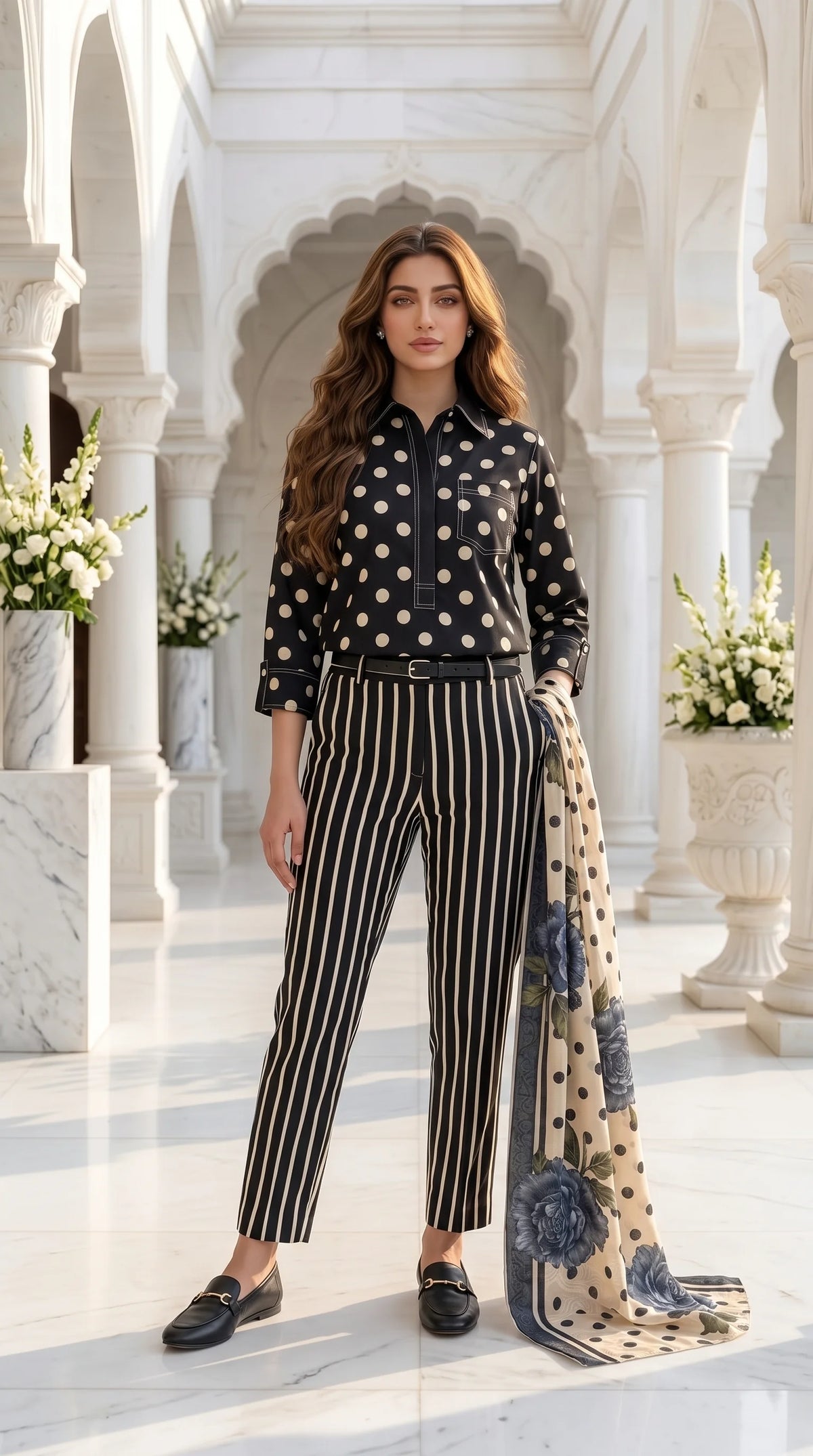 #Unstitched-Silk-Polka-Black