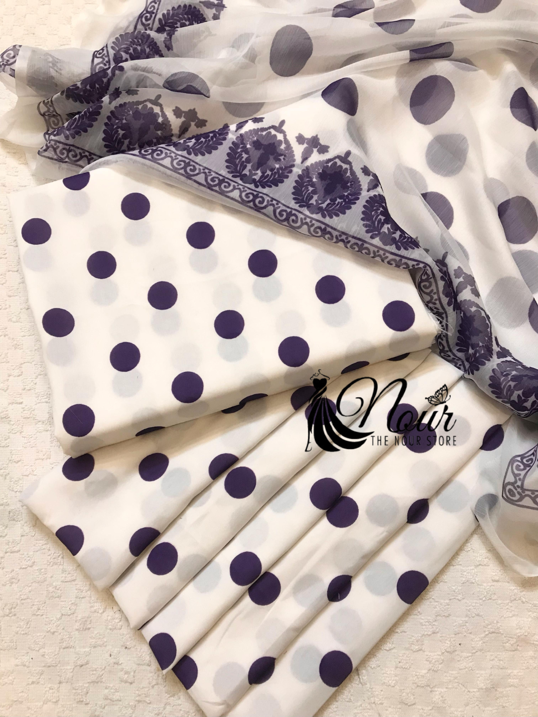 Premium Swiss Lawn -Magenta small Polka Dots.