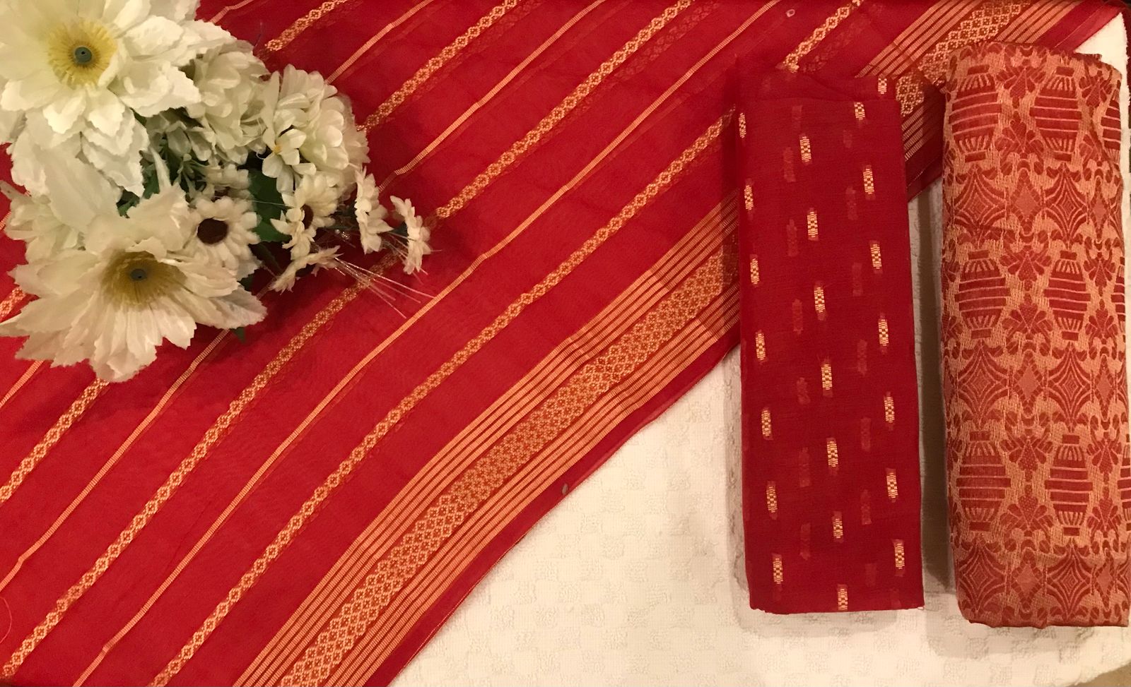 Jaquard Bindhi - Red