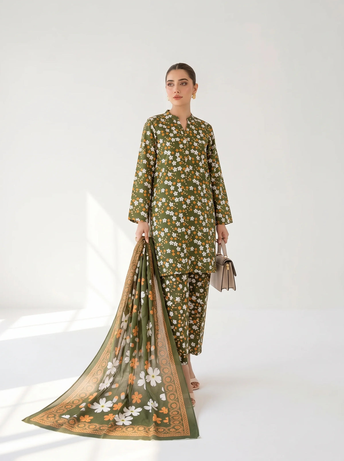 Swiss Lawn ( Olive Bloom )